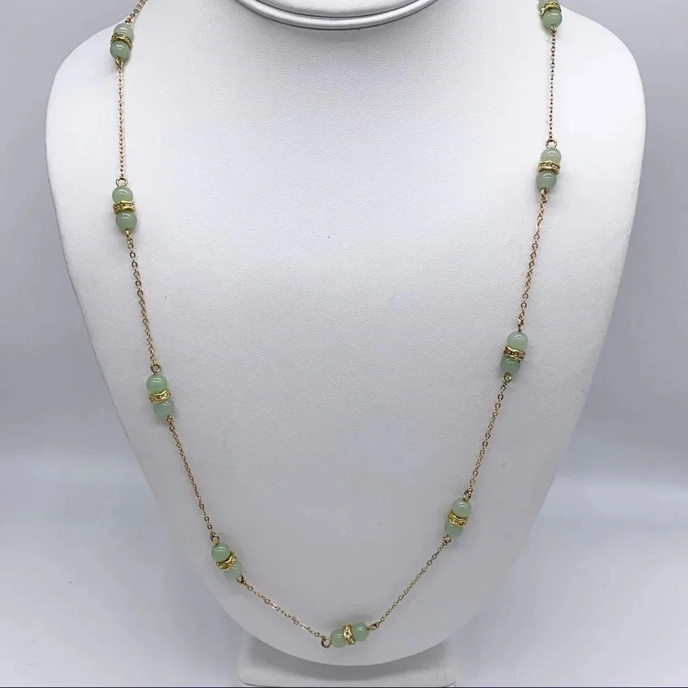 J. Crew Light Green Crystal Beaded Necklace
